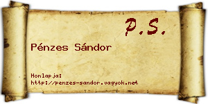Pénzes Sándor névjegykártya